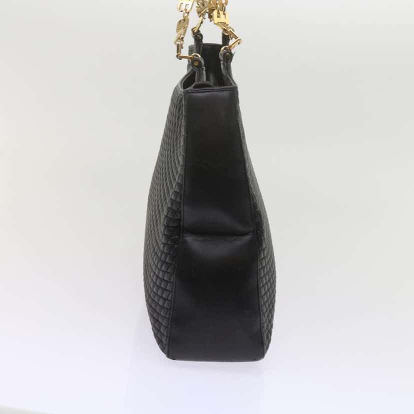 Bally Vintage Chain Shoulder Bag Black Leather Good condition - Model View