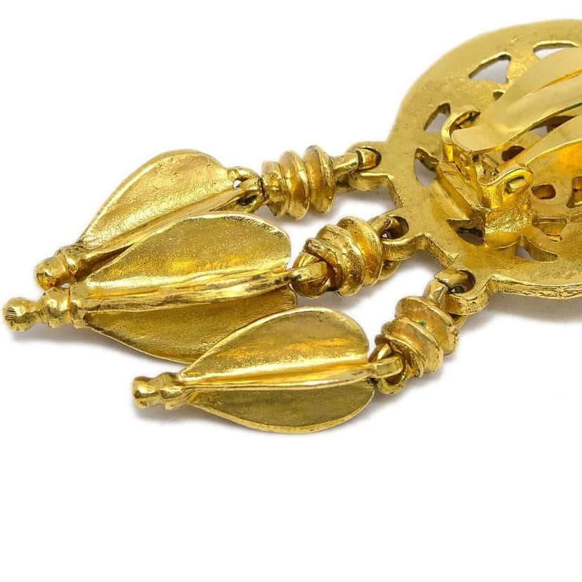 Chanel Vintage CC Round Drop Clip-On Earrings Gold Good condition - Inside View