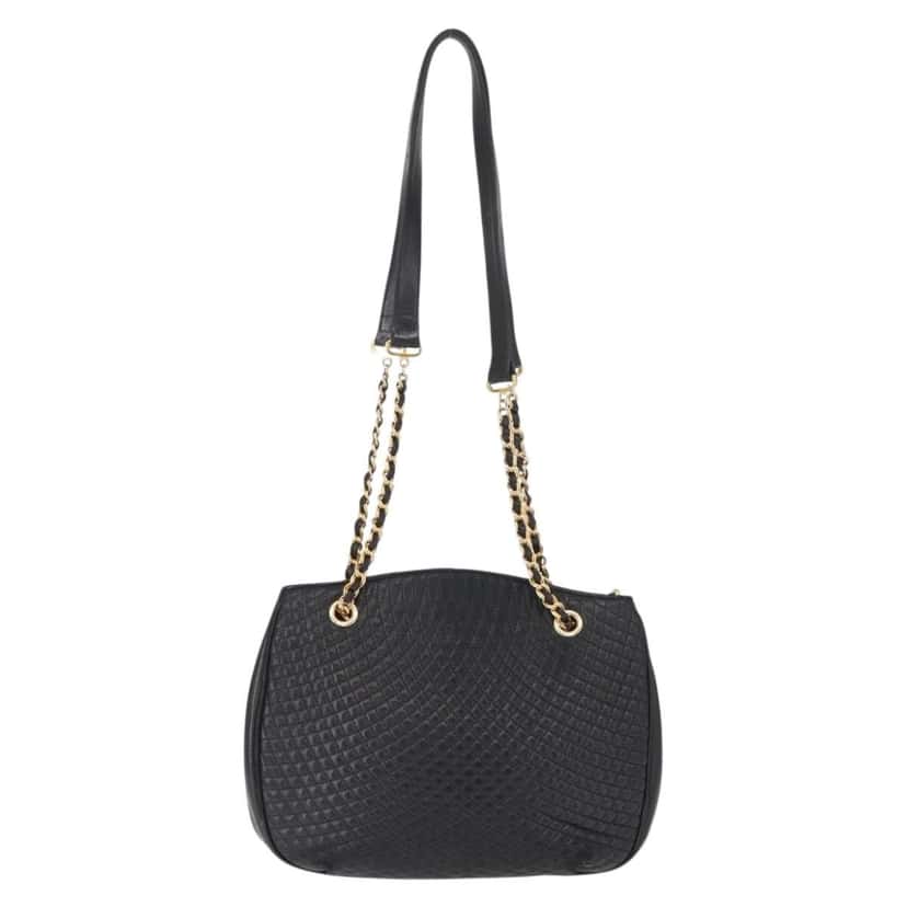 Bally Vintage Chain Shoulder Bag Black Leather Good condition - Back View