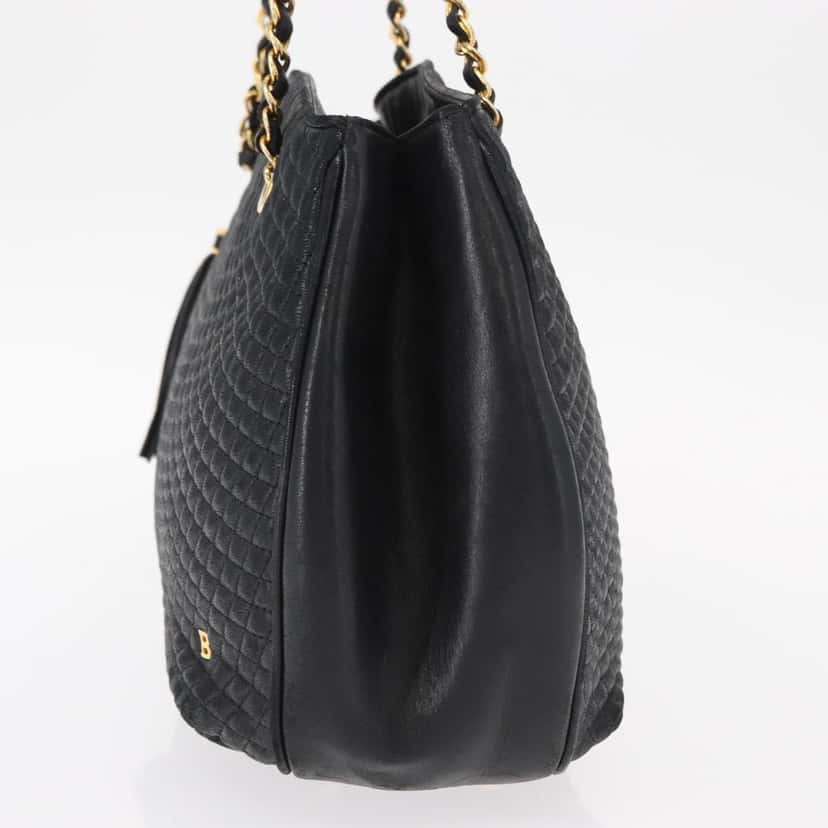 Bally Vintage Chain Shoulder Bag Black Leather Good condition - Inside View