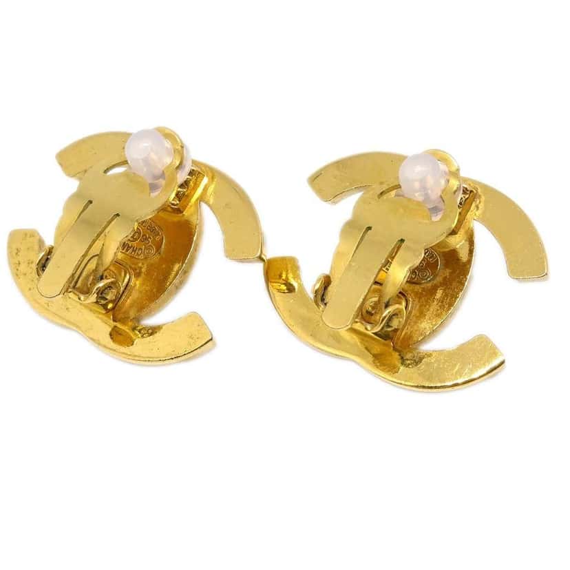 Chanel CC Turnlock Clip-On Earrings Gold Good condition - Inside View