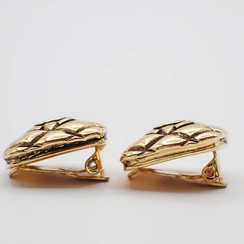 Chanel Square CC Symbols Clip-On Earrings Gold Good condition - Inside View