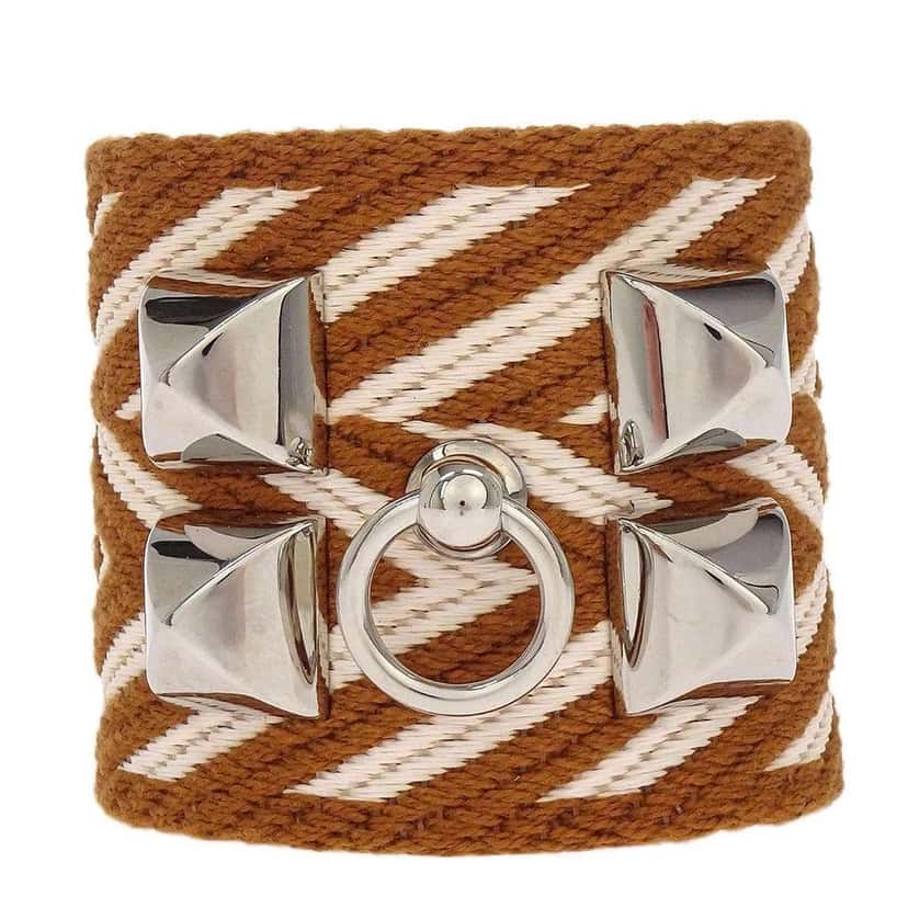 Hermès Collier De Chien Medor Bracelet Brown Leather Good condition - Front View