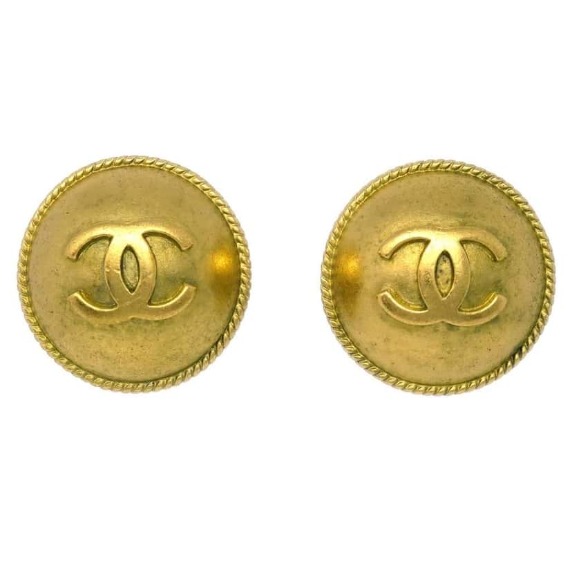 Chanel CC Round Earrings Gold Good condition - Front View