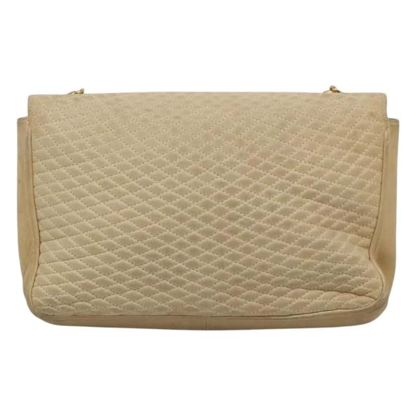 Bally Vintage Chain Shoulder Bag Beige Leather Good condition - Back View