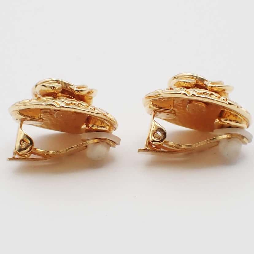 Chanel CC Round Earrings Gold Good condition - Inside View