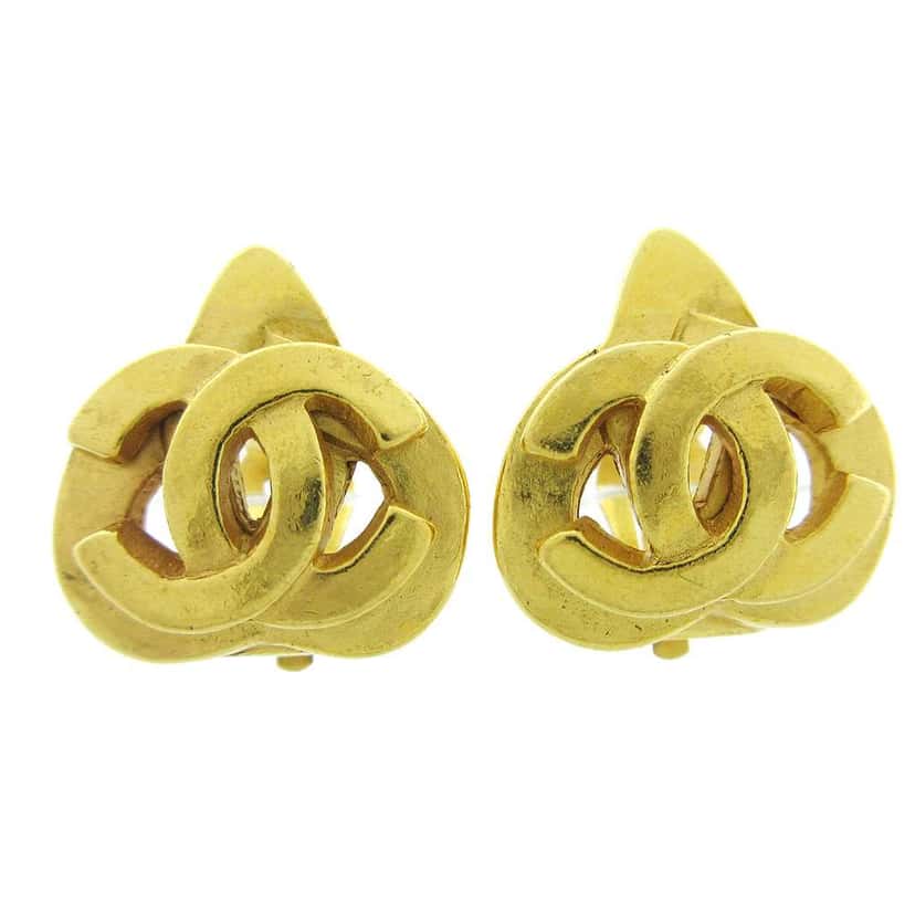Chanel CC logo heart Gold Good condition - Front View