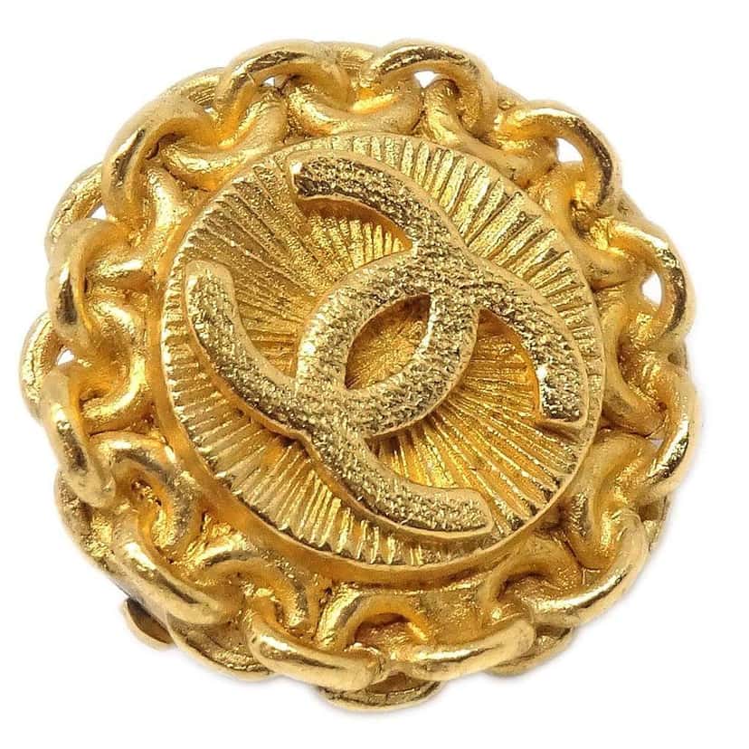 Chanel Vintage CC Round Chain Clip-On Earrings Gold Good condition - Inside View