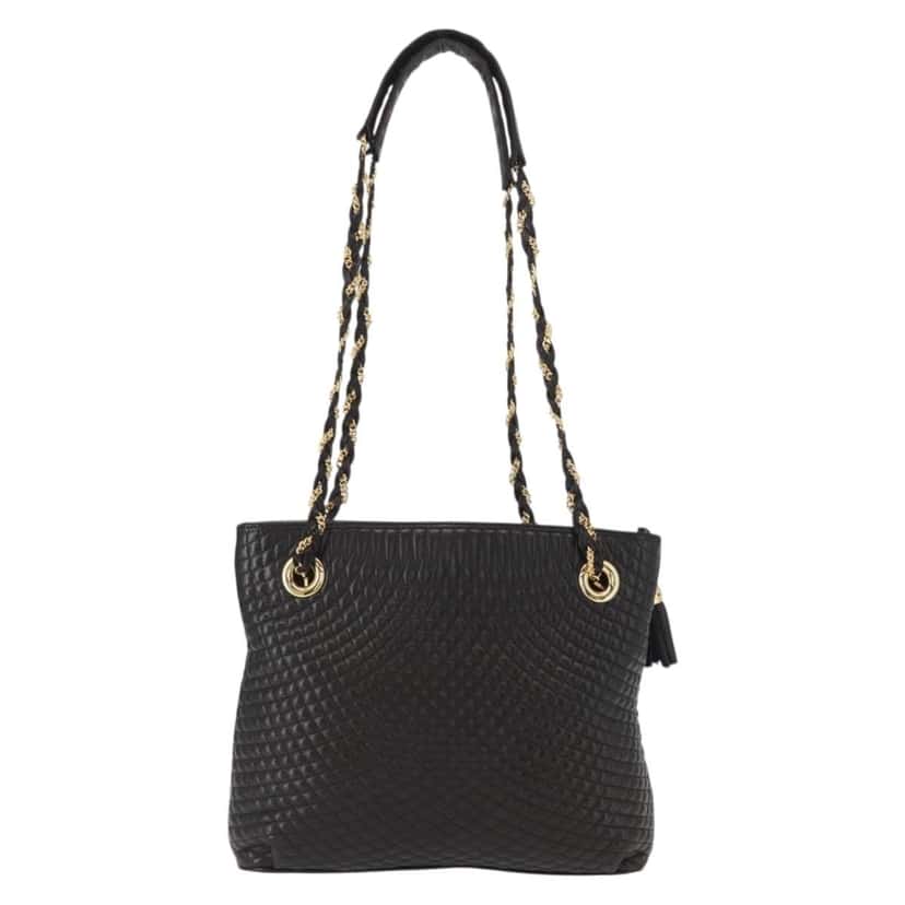 Bally Vintage Chain Shoulder Bag Black Leather Good condition - Back View