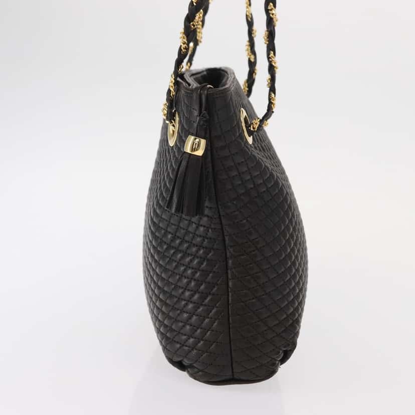 Bally Vintage Chain Shoulder Bag Black Leather Good condition - Model View