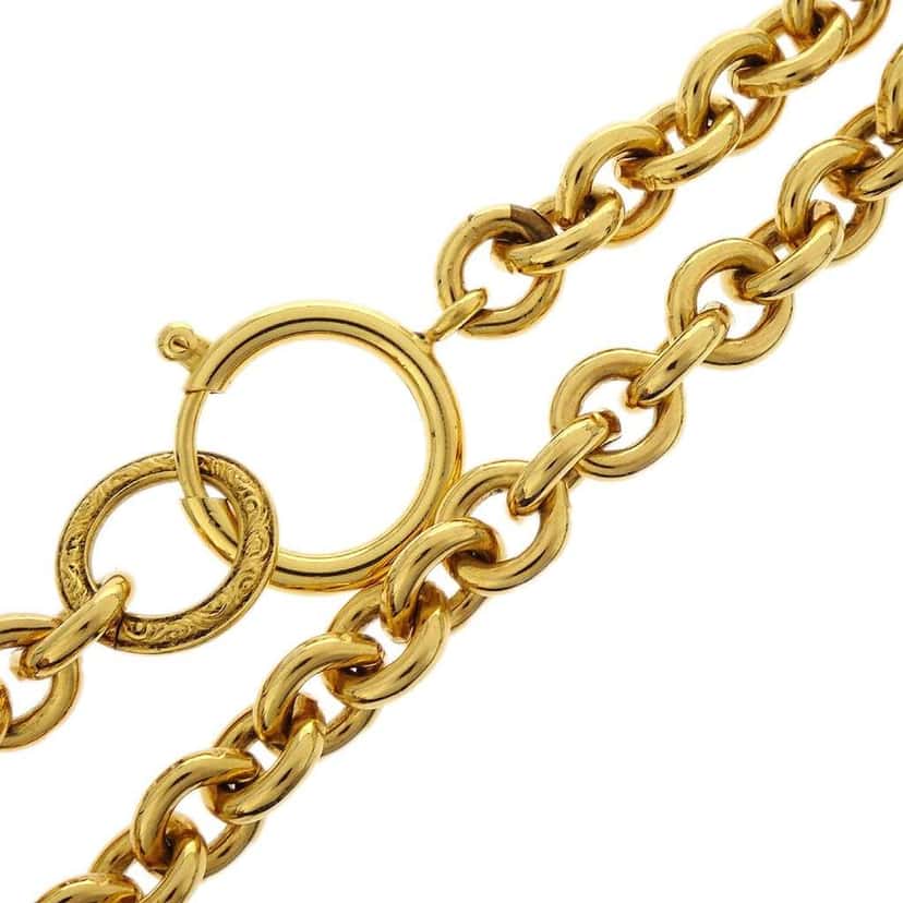 Chanel Vintage CC Quilted Teardrop Pendant Necklace Gold Good condition - Inside View