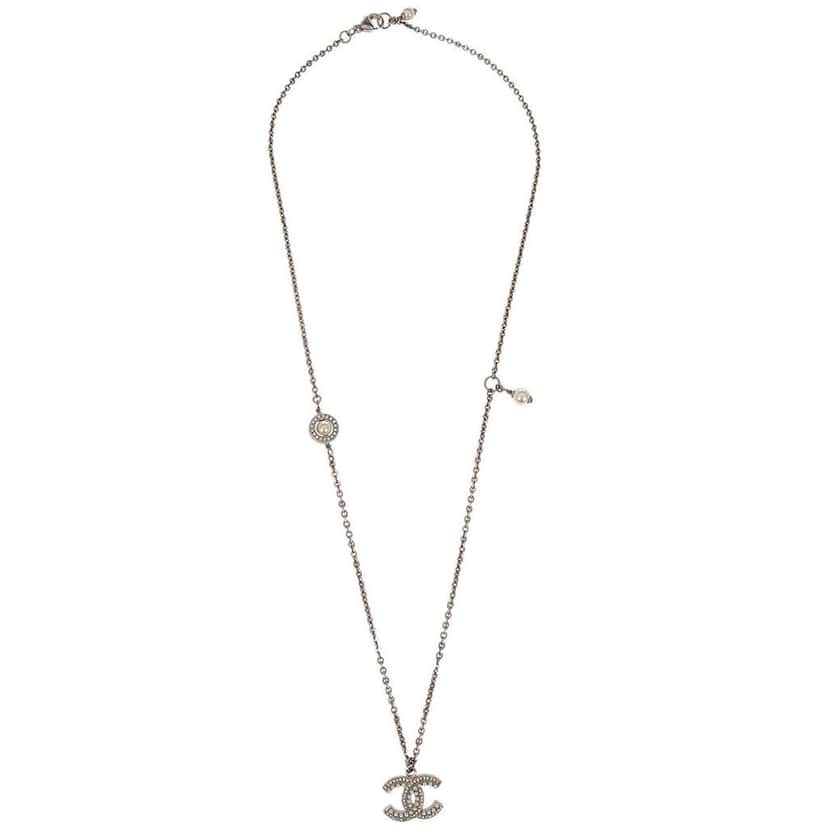 Chanel CC Chain Necklace Silver Good condition - Front View