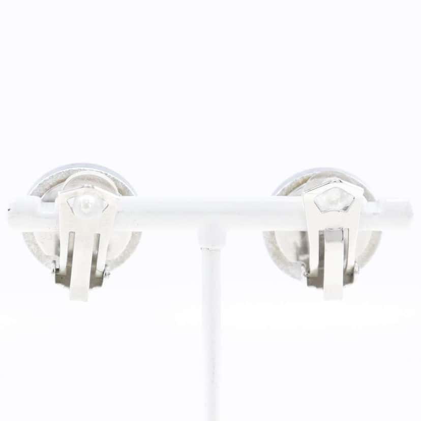 Chanel CC Round Clip-On Earrings Silver Plastic Good condition - Back View