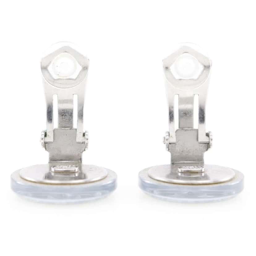 Chanel CC Round Clip-On Earrings Silver Plastic Good condition - Inside View