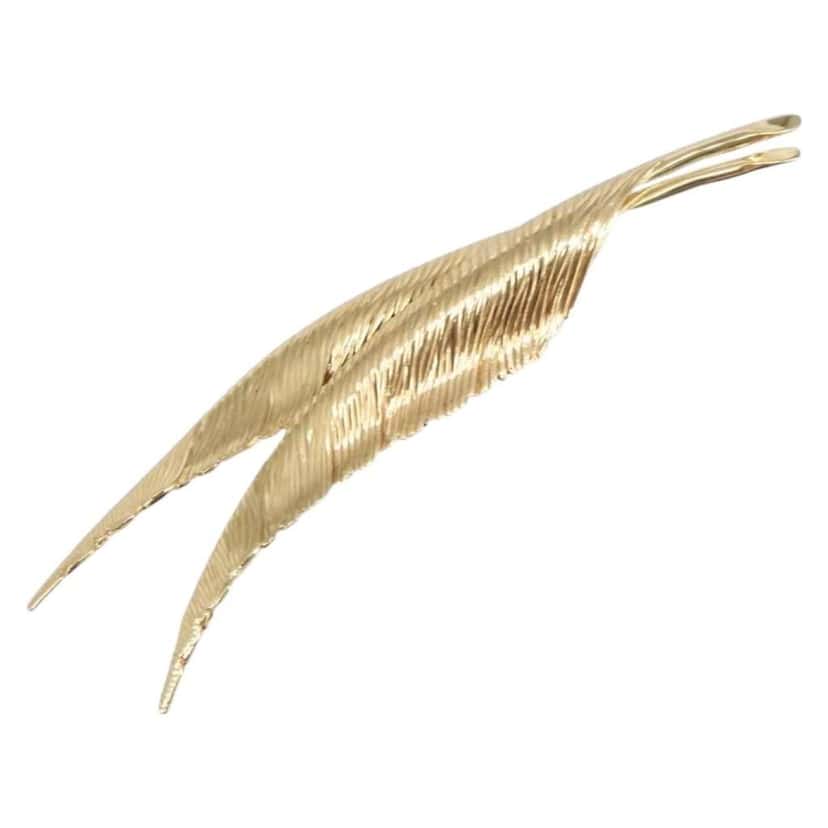 Christian Dior Vintage feather Gold Metal Good condition - Front View