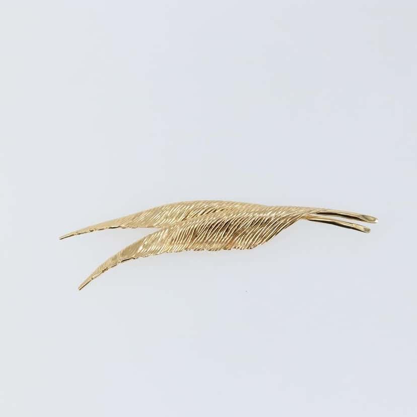 Christian Dior Vintage feather Gold Metal Good condition - Back View