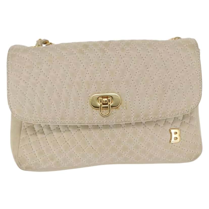 Bally Vintage Chain Shoulder Bag Beige Leather Fair condition - Front View