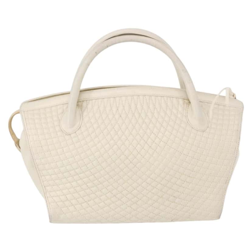 Bally Vintage Handbag White Leather Good condition - Back View