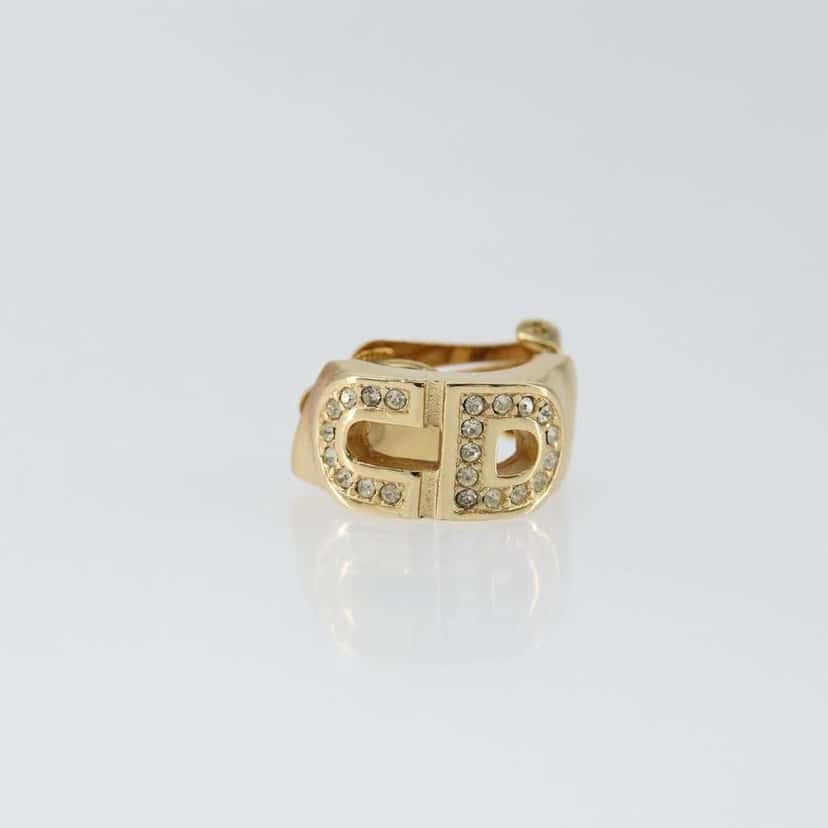 Christian Dior Vintage CD Clip-On Earrings Gold Metal Good condition - Back View