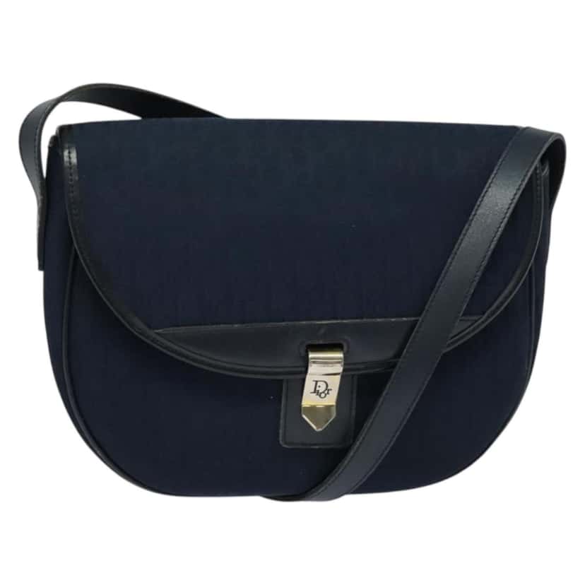 Christian Dior Vintage Trotter Shoulder Bag Navy Canvas Good condition - Front View