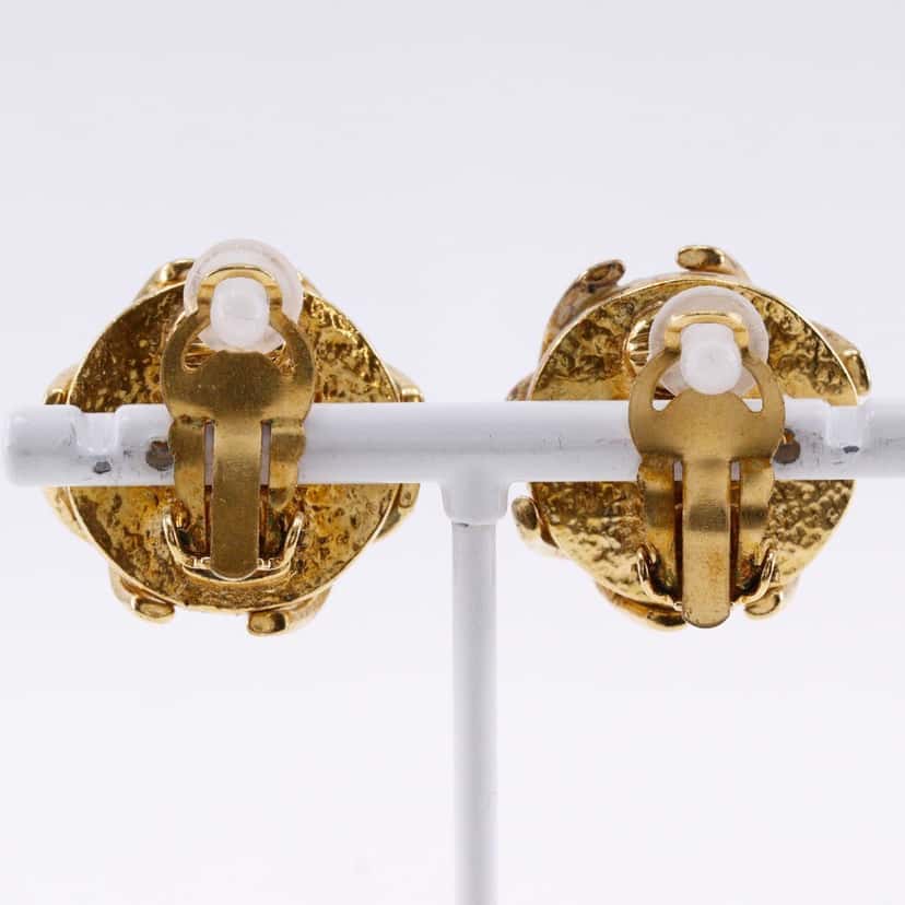 Chanel Vintage CC Earrings Gold Good condition - Back View
