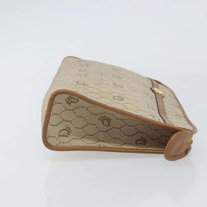Christian Dior Vintage Honeycomb Zip Pouch Beige Canvas Good condition - Inside View