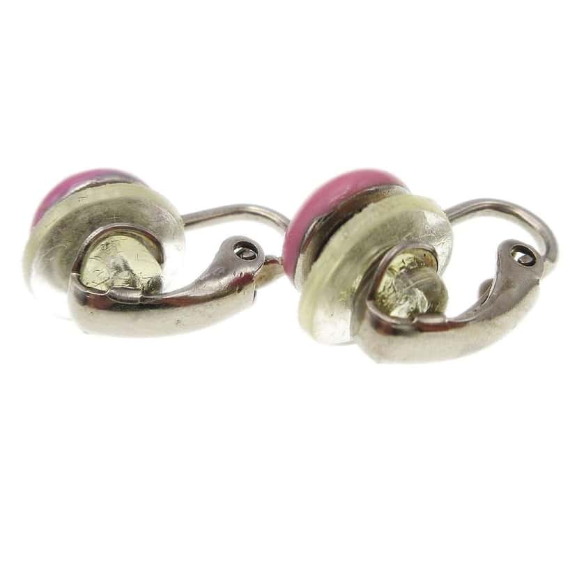 Chanel CC Round Clip-On Earrings Pink Plastic Good condition - Back View