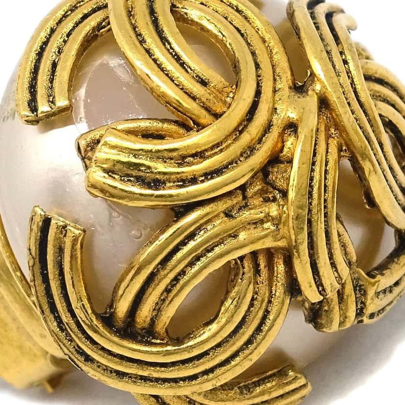 Chanel Vintage Triple cc earrings Gold Good condition - Back View