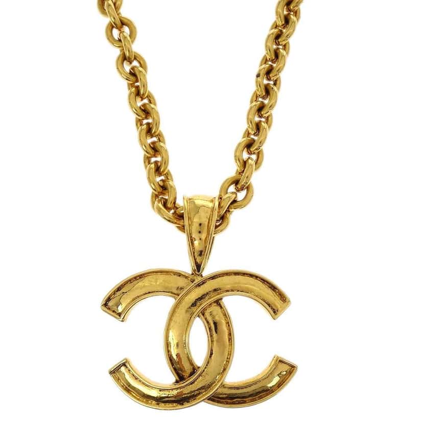 Chanel Vintage CC Pendent Necklace Gold Good condition - Back View