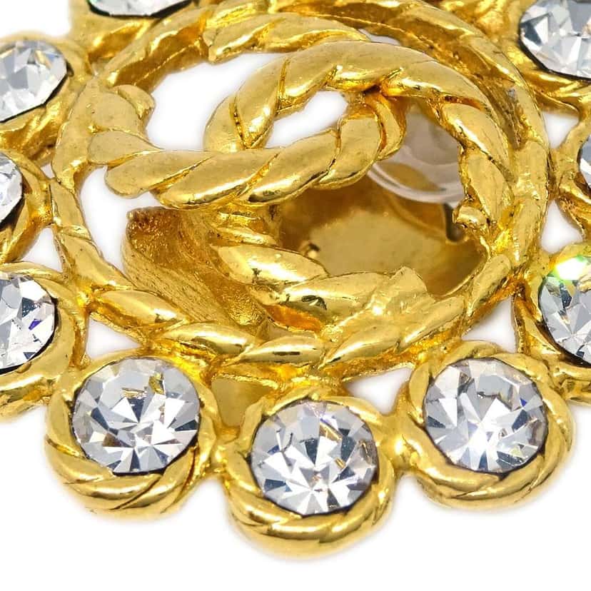 Chanel Vintage Round CC Clip-On Earrings Gold Good condition - Inside View