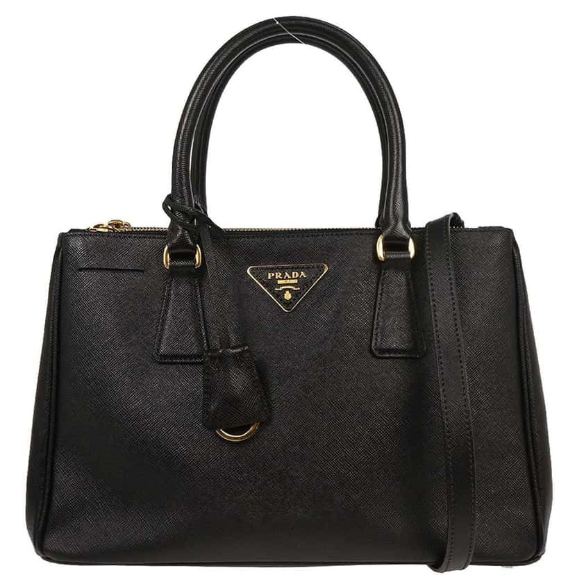 Prada Galleria Double Zip Tote Black Leather Good condition - Front View