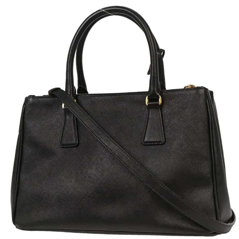 Prada Galleria Double Zip Tote Black Leather Good condition - Back View