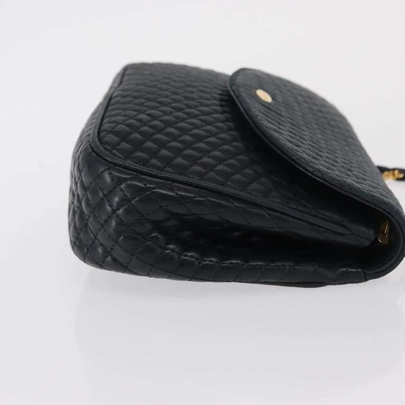 Bally Vintage Chain Shoulder Bag Navy Leather Good condition - Inside View