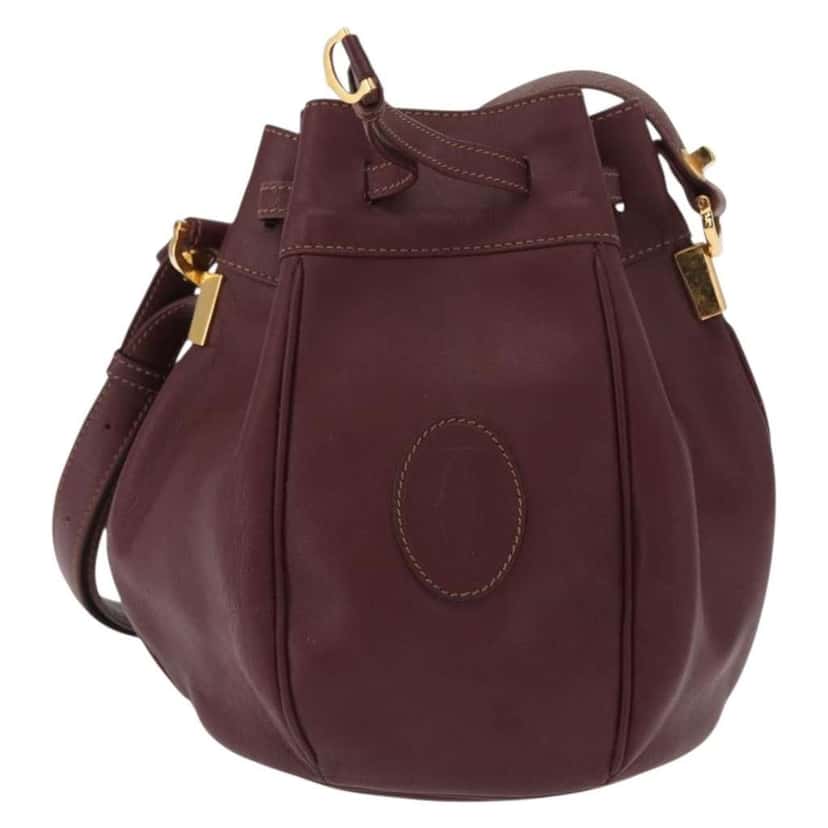 Cartier Must de cartier bag Burgundy Leather Good condition - Front View