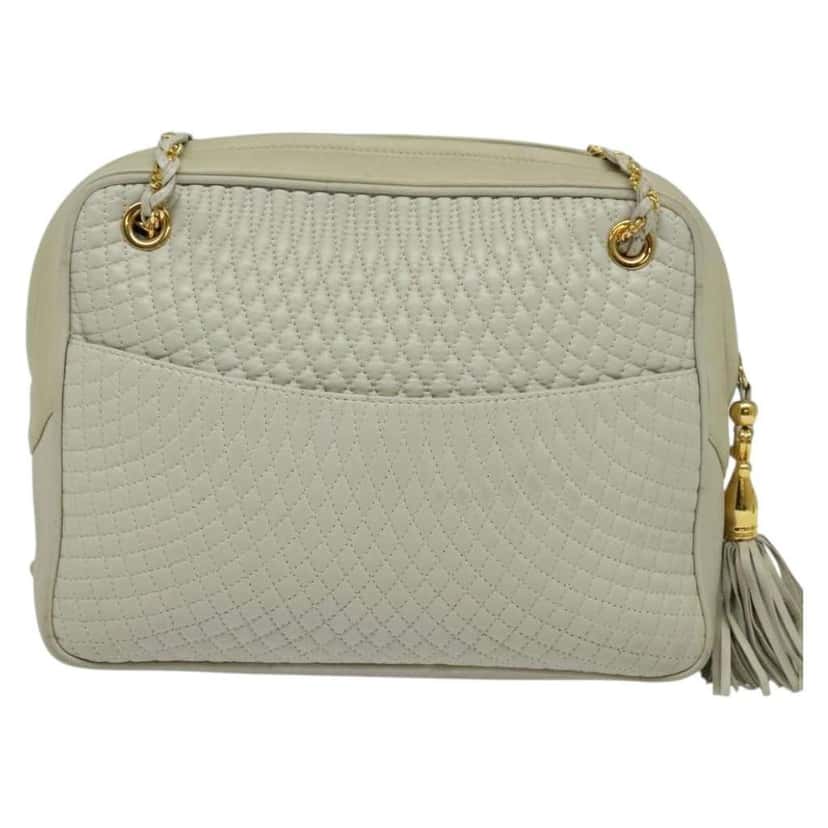 Bally Vintage Chain Shoulder Bag Beige Leather Good condition - Back View