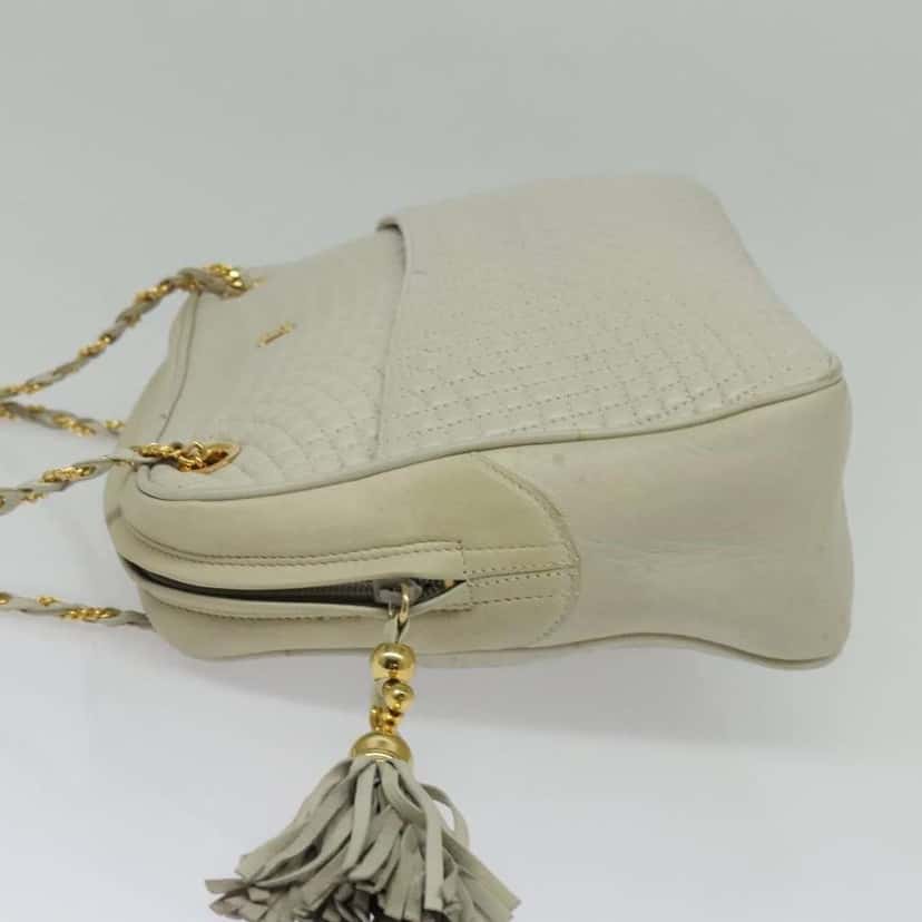 Bally Vintage Chain Shoulder Bag Beige Leather Good condition - Inside View