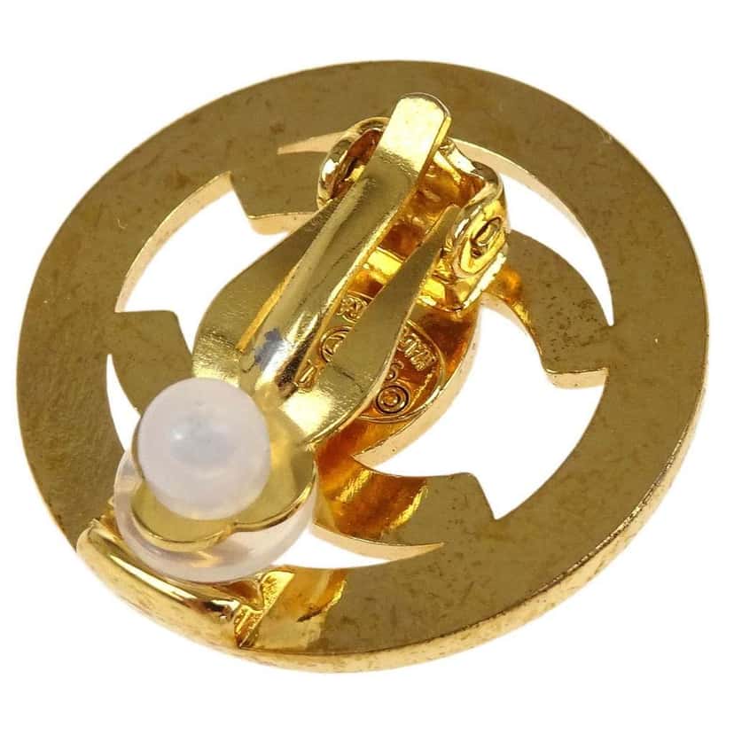 Chanel CC Round Earrings Gold Good condition - Inside View