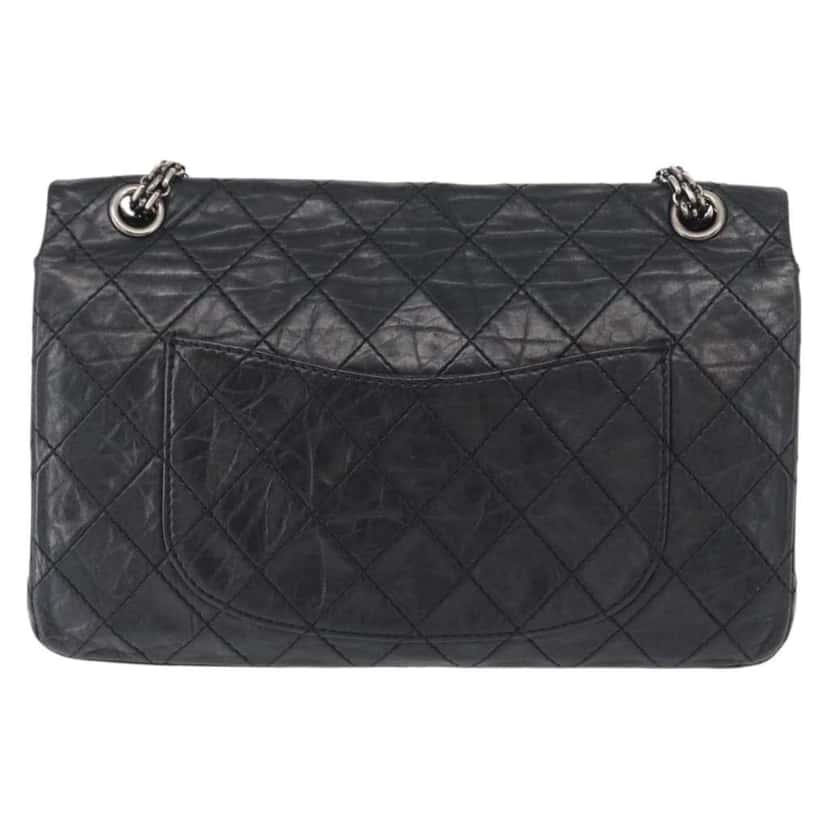 Chanel Reissue 2.55 Flap Bag Black Leather Good condition - Back View