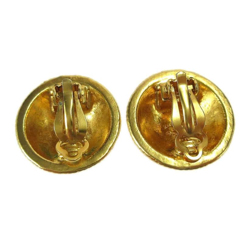 Chanel CC Round Earrings Gold Good condition - Back View