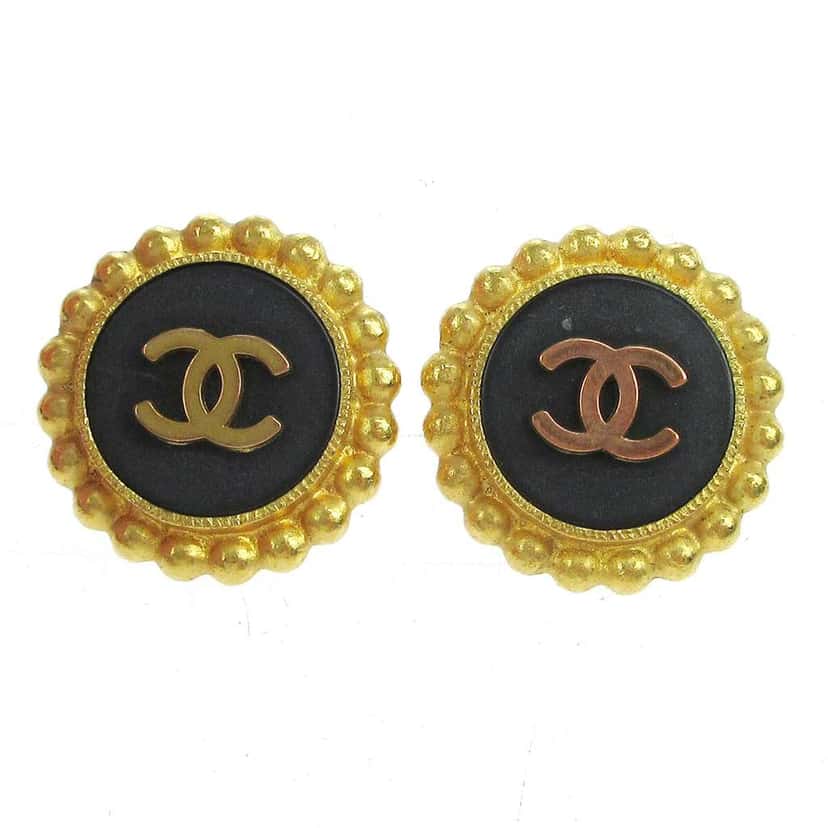 Chanel CC Round Earrings Gold Good condition - Front View