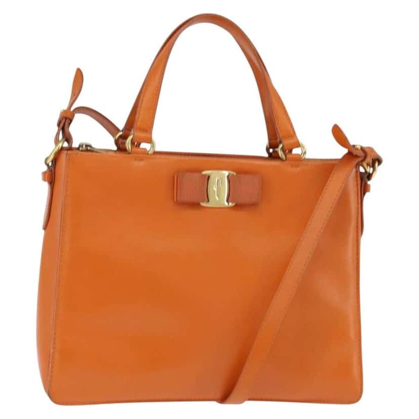 Salvatore Ferragamo Vala tote Orange Leather Good condition - Front View