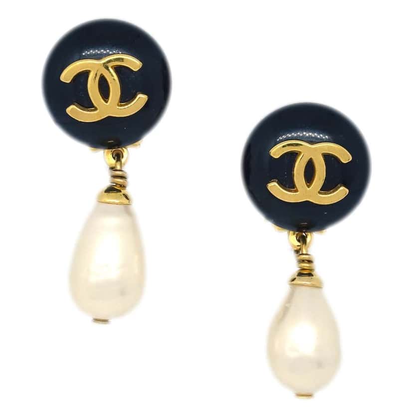 Chanel CC Dangle Earrings Gold Good condition - Front View