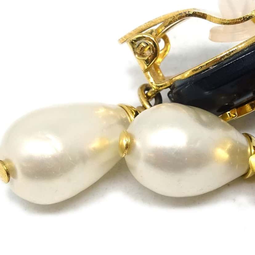 Chanel CC Dangle Earrings Gold Good condition - Back View