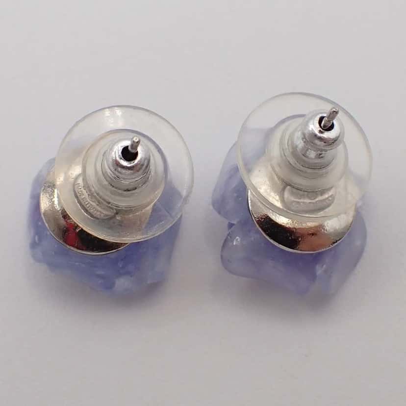 Chanel Vintage Camellia Earrings Purple Plastic Good condition - Back View