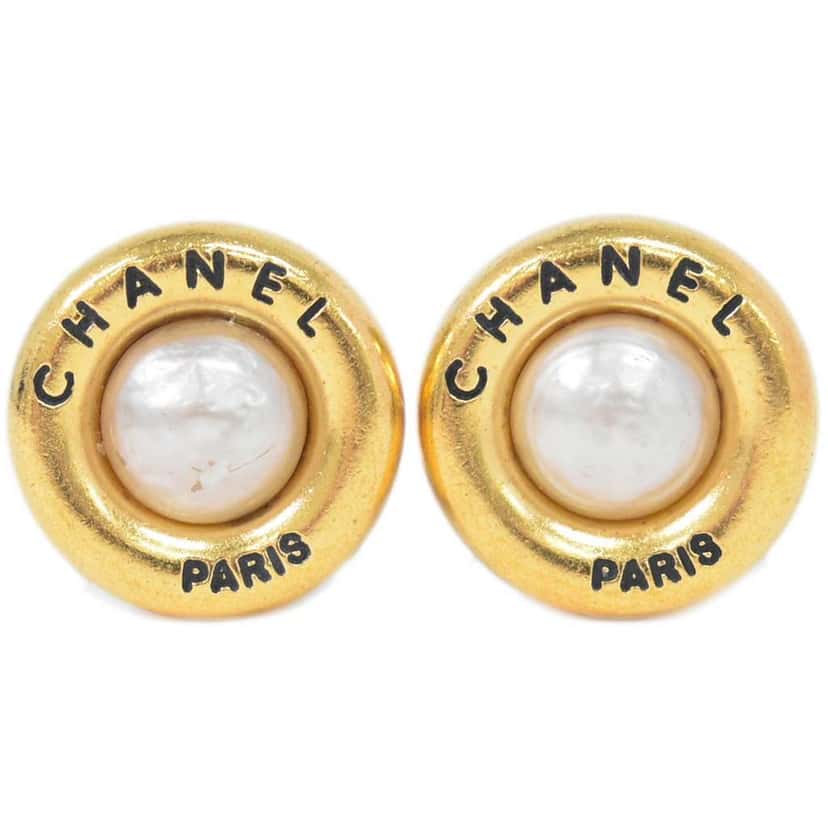 Chanel CC Hoop Clip-On Earrings Gold Good condition - Front View