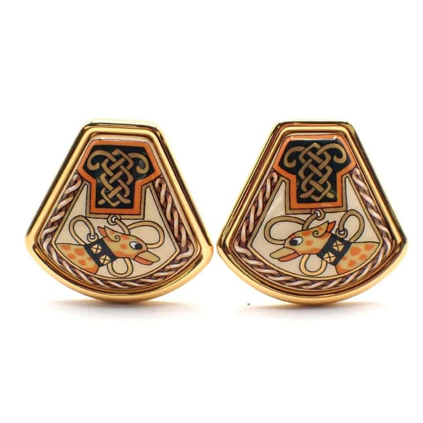 Hermès Vintage Clip-On Earrings Gold Good condition - Front View