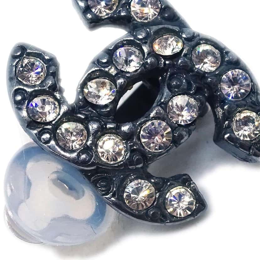 Chanel CC Clip-On Earrings Black Metal Good condition - Inside View