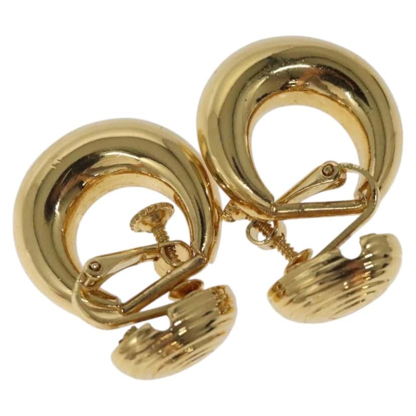 Saint Laurent Vintage earrings Gold Metal Good condition - Front View