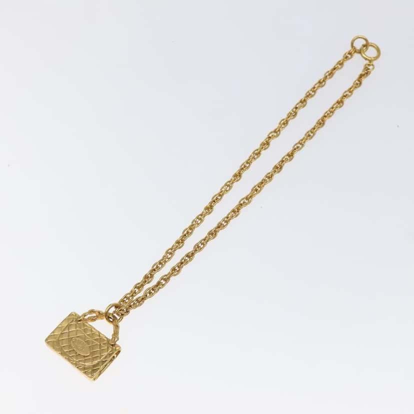 Chanel Flap Bag Pendant Necklace Gold Metal Good condition - Back View