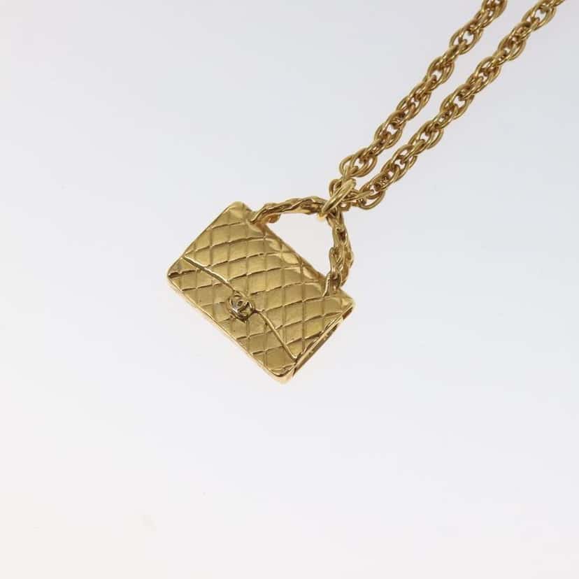 Chanel Flap Bag Pendant Necklace Gold Metal Good condition - Inside View